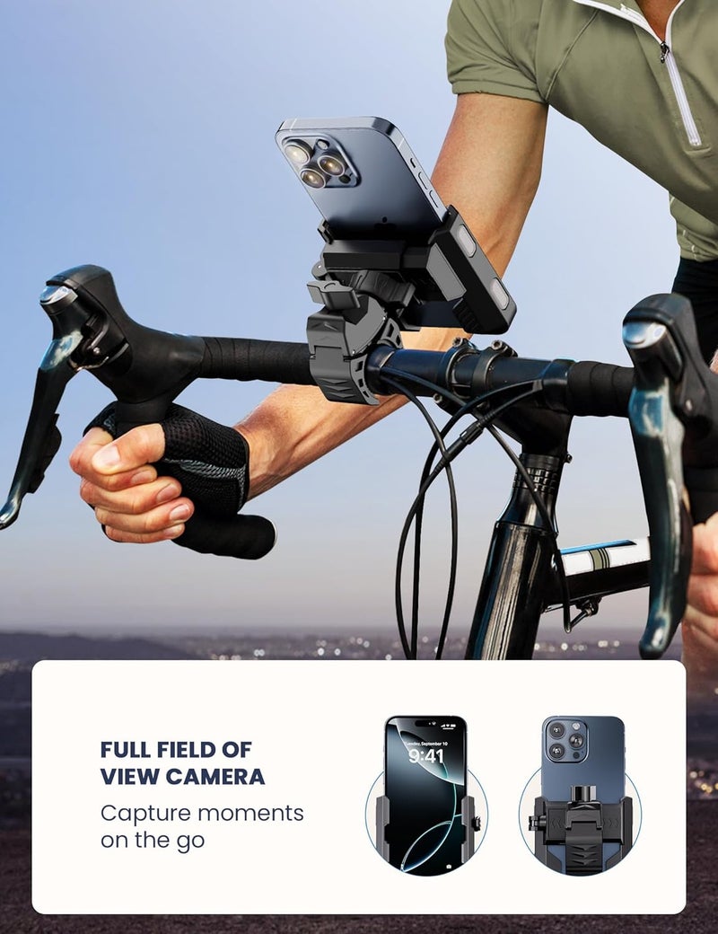 Grefay Bike Phone Mount for Electric, Mountain, Scooter, and Dirt Bikes [Camera Friendly] [1s Lock] Universal 360° Bicycle Handlebar Holder for iPhone 15/14/13 Samsung S23/S22 4.5-7" Smartphone (Grey) - Image 3